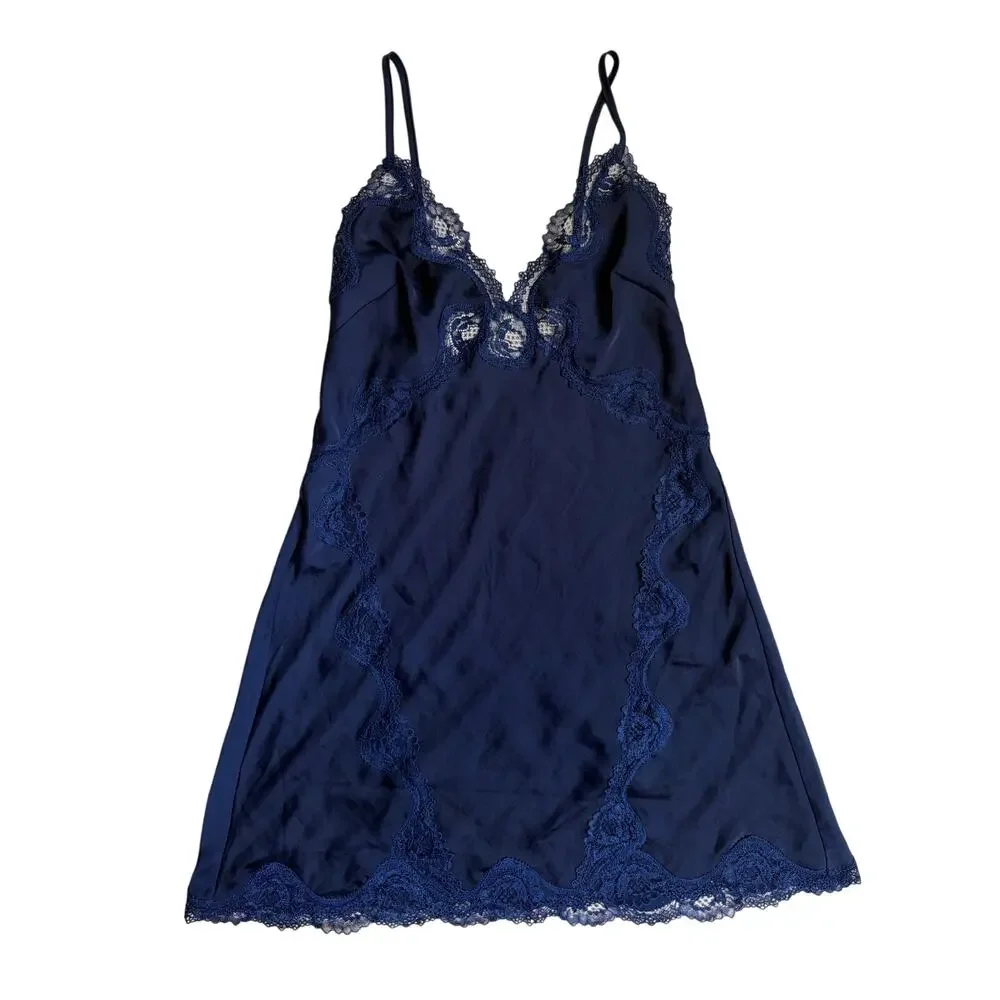 Victoria's Secret Satin Slip Dress (Navy Blue) - Extra Small